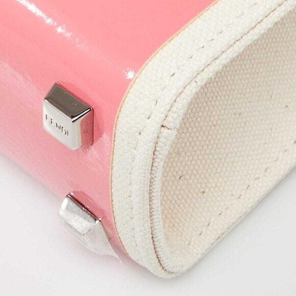 Fendi Beige/Pink Patent Leather and Canvas Sunshine Mini Crossbody Tote Bag - Picture 4 of 11